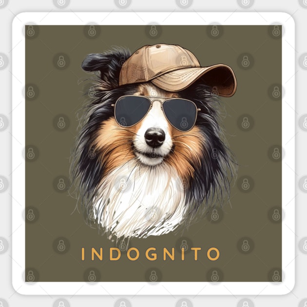 Sheltie Indognito Sticker by ZogDog Pro